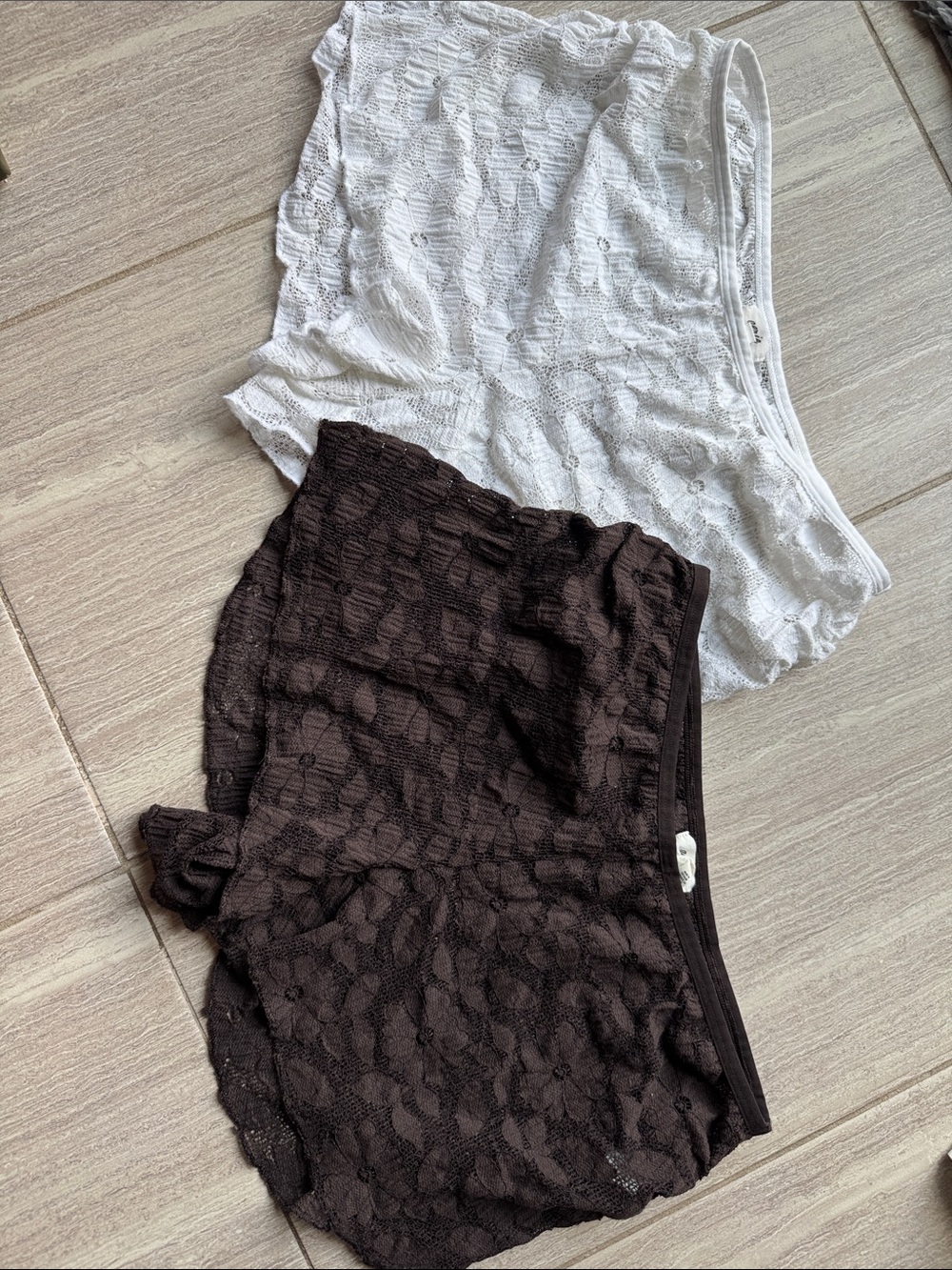 aerie Lace Swim Coverups in White and Brown